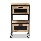 Baxton Studio Olinda Modern Industrial Oak Brown Finished Wood and Black Metal 2-Drawer End Table