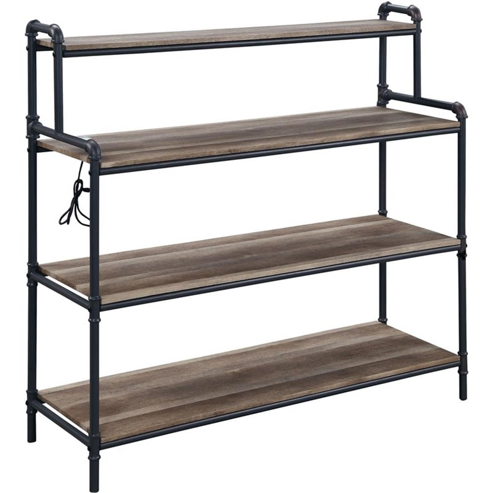 Acme Cordelia 4-Shelf Wooden Book Shelf with USB Port in Dark Bronze