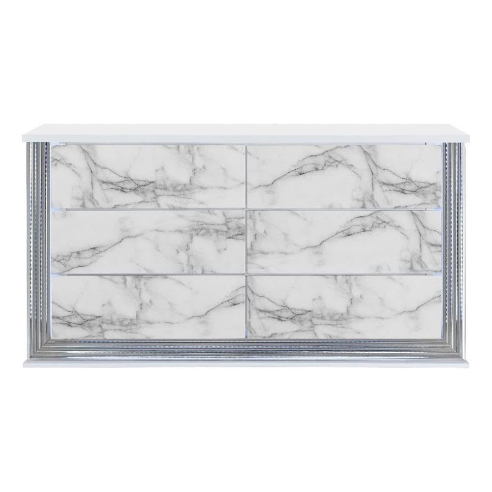 Global Furniture Usa Ylime-White Marble-Dr W- Led Ylime White & Marble Dresser With Led