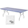 Kwik-Covers Rectangular Plastic Table Covers 8' Bundle Of 5 With Seventy (70) Ohm Commerce Paper Napkins - Indoor Or Outdoor Fitted Table Covers (Table Not Included) (30X96, Blue Gingham)