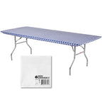 Kwik-Covers Rectangular Plastic Table Covers 8' Bundle Of 5 With Seventy (70) Ohm Commerce Paper Napkins - Indoor Or Outdoor Fitted Table Covers (Table Not Included) (30X96, Blue Gingham)