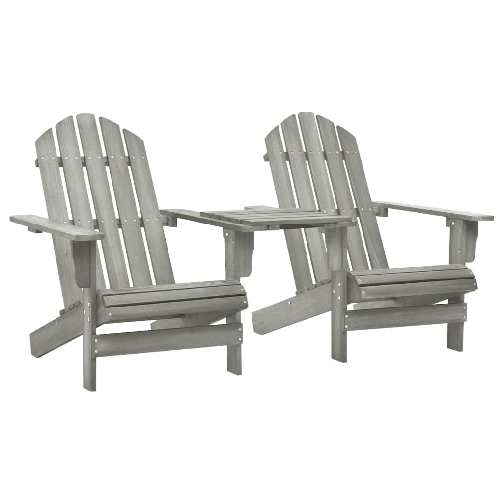 Vidaxl Outdoor Patio Adirondack Chairs With Tea Table Set - Solid, Weather-Resistant Fir Wood Furniture In Gray