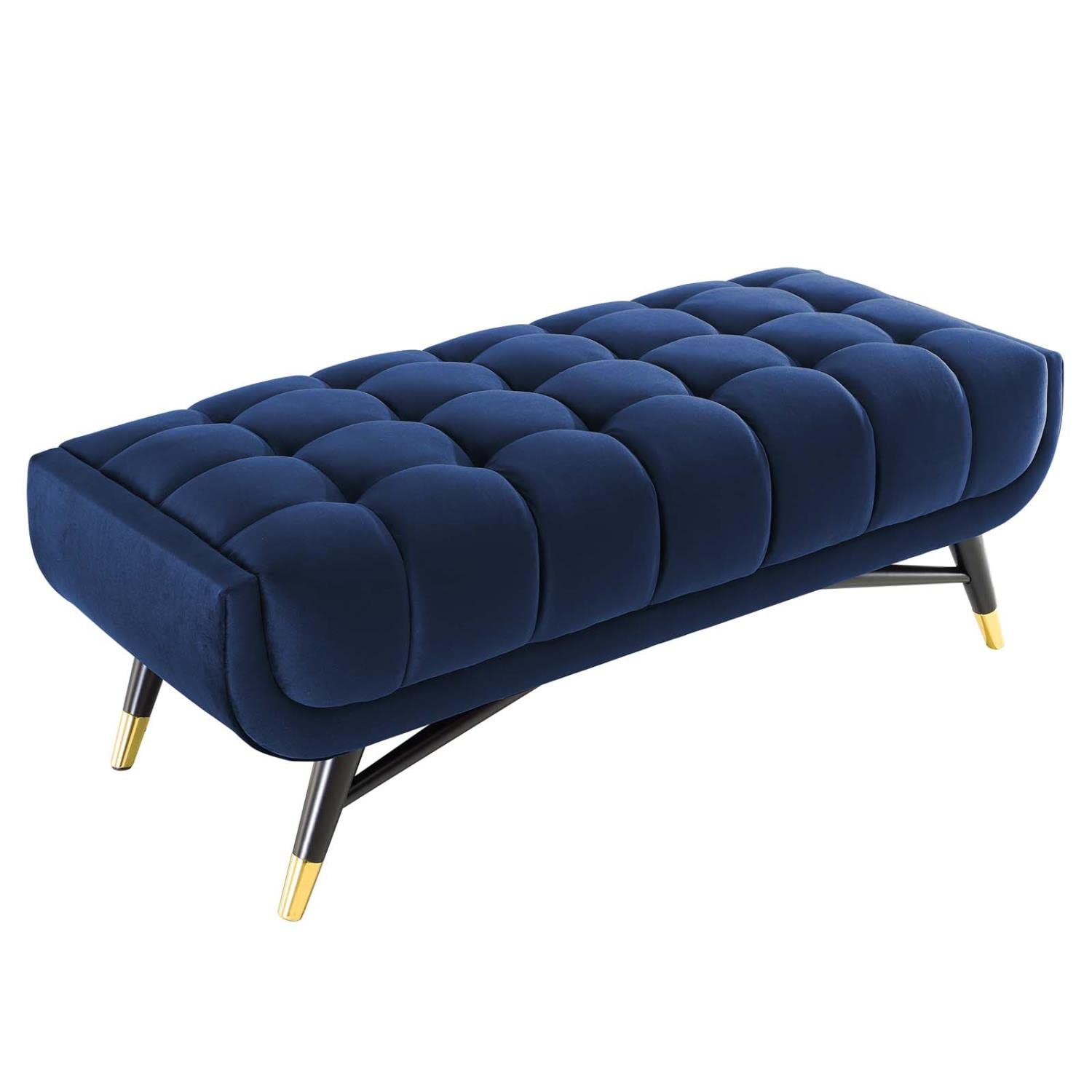 Modway Adept 47.5" Performance Velvet Bench In Midnight Blue