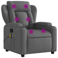 vidaXL Dark Grey Fabric Massage Recliner Chair with Manual Reclining Function, Vibration Massage, Cup Holders and Side Pocket