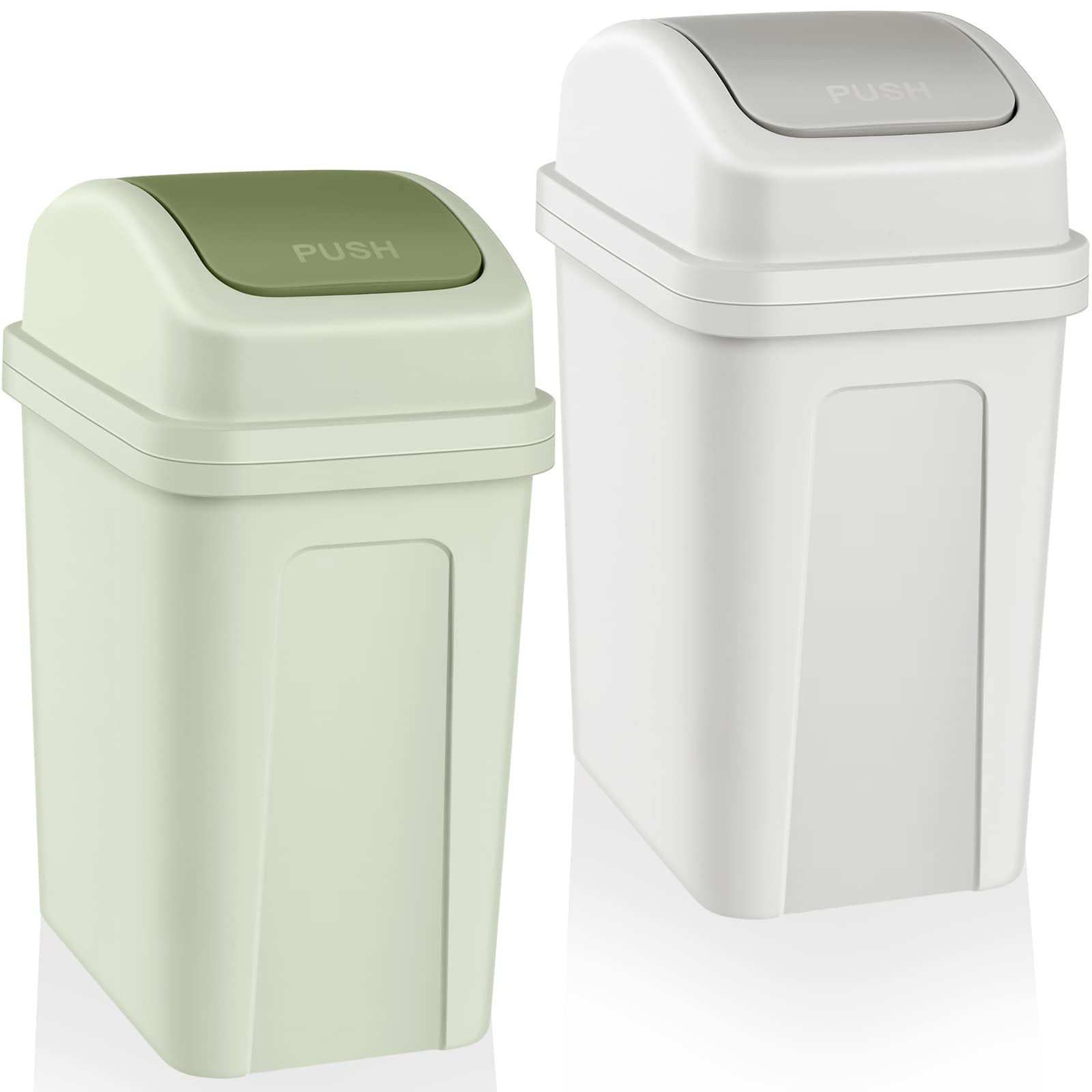 Sumind 2 Pcs Bathroom Trash Can with Swing Lid Small Garbage Can Plastic Bathroom Trashcan Garbage Bin for Kitchen Waste Bedroom