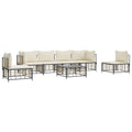 vidaXL 7 Piece Patio Lounge Set with Cushions Anthracite Poly Rattan
