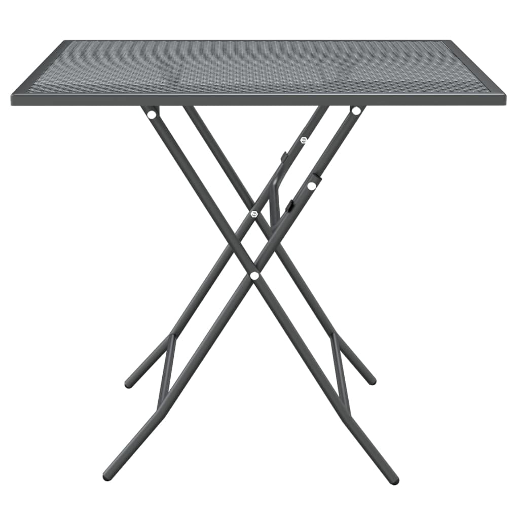 vidaXL Anthracite Square Patio Table - 31.5"x31.5"x28.3" - Durable Expanded Metal Mesh Build - Modern Design for Outdoor Dining