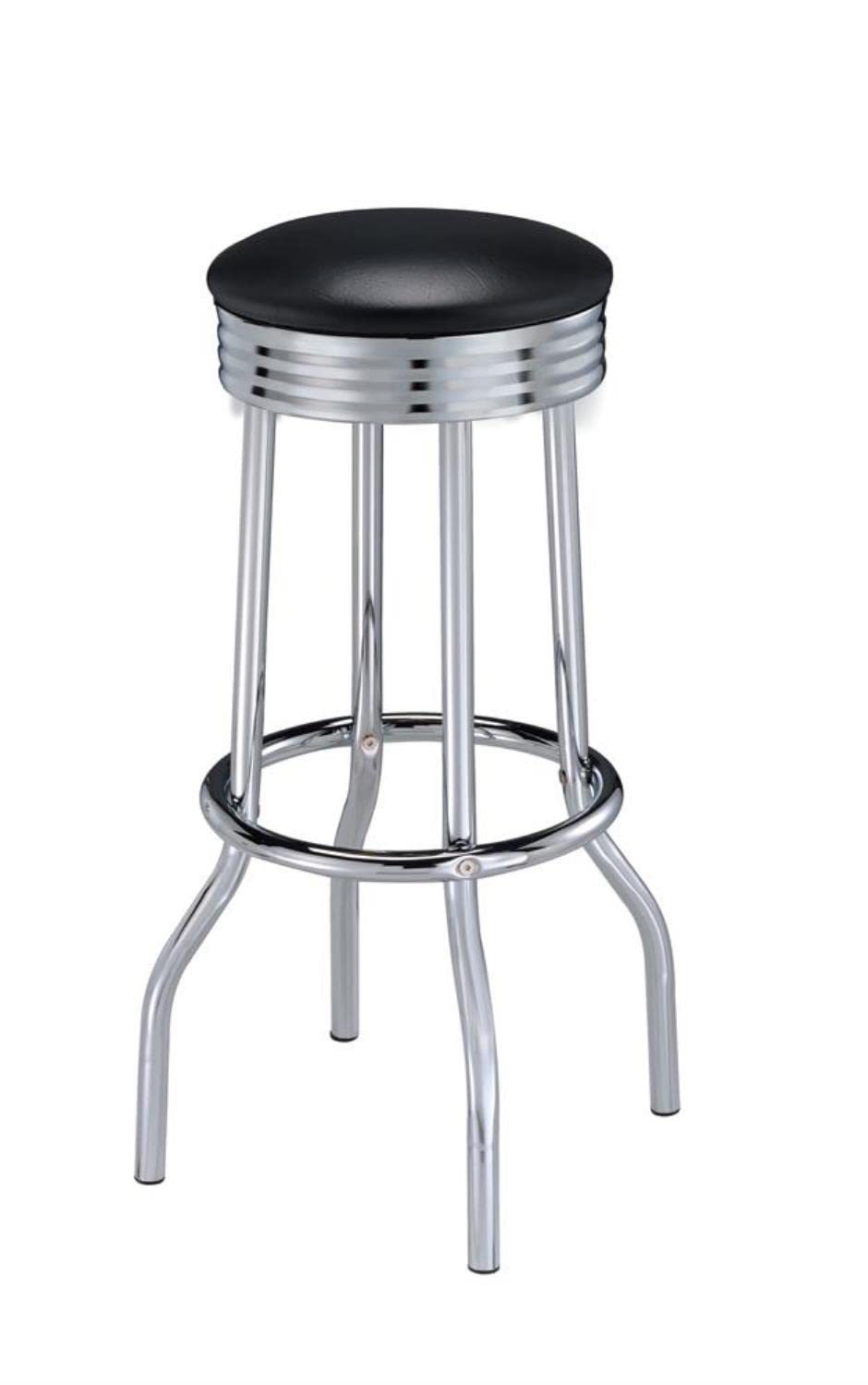 Coaster Home Furnishings Theodore Upholstered Top Bar Stools Black And Chrome (Set Of 2)