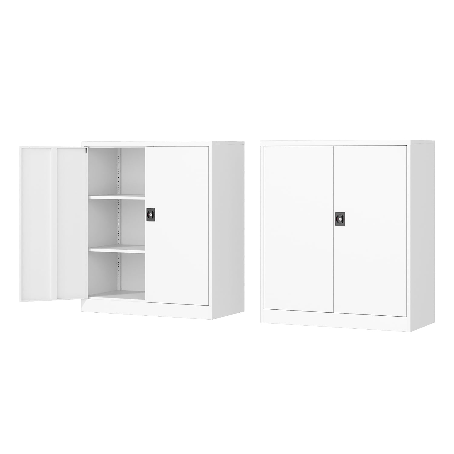 Fesbos Metal Storage Cabinet-36” Tall Steel File Cabinets With Lockable Doors And Adjustable Shelves-White Steel Storage Cabinet For Home Office, School, Garag