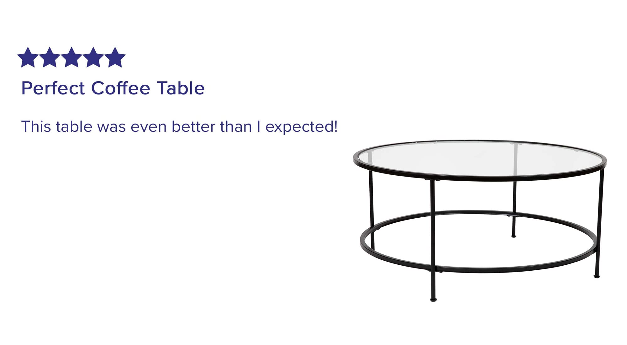 Flash Furniture Astoria Collection Round Coffee Table - Modern Clear Glass Coffee Table - Matte Gold Frame