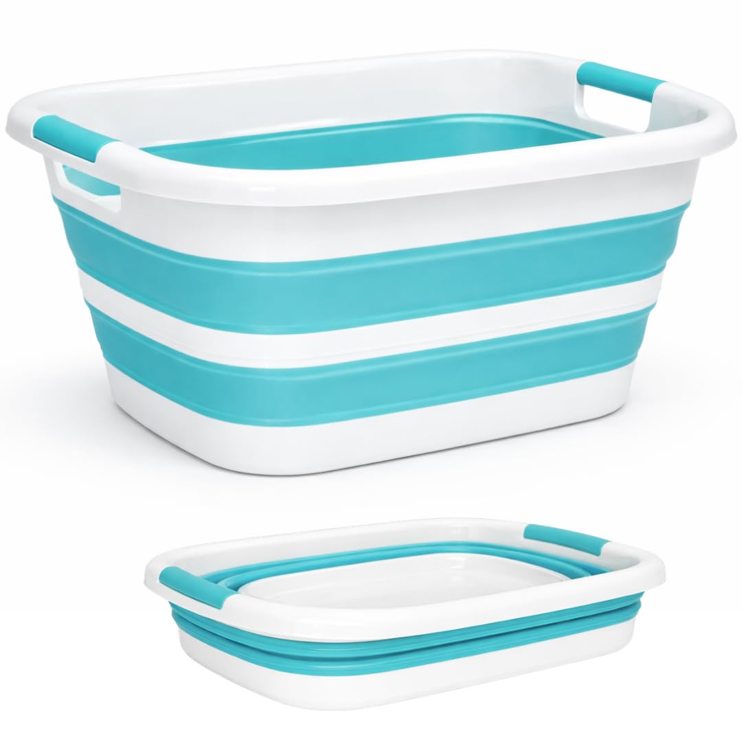 Edihome, 26L Large Capacity Collapsible Laundry Basket  Compact and Durable Plastic Washing Basin  Dirty Laundry Bin Space Sav