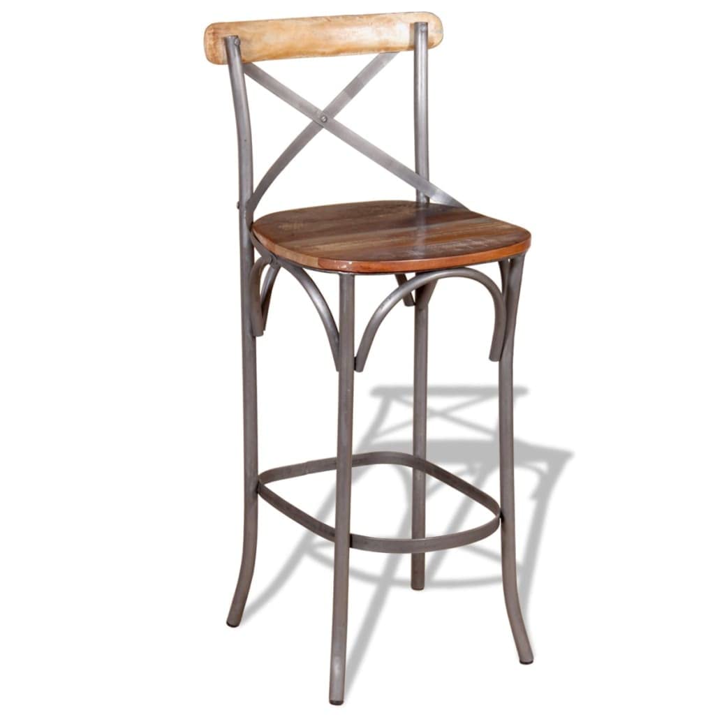 vidaXL Eco-Friendly Bar Chair-Handmade Solid Reclaimed Wood, Robust Iron Accents, Antique Style Furniture for Home, Unique and Durable Bar Stool