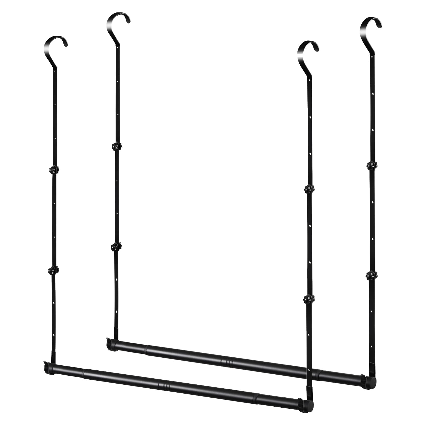 Adjustable Closet Rods for Hanging Clothes 2 Pack Heavy Duty Closet Extender Hanging Rod Double Hanging Closet Bar Space-Saving 