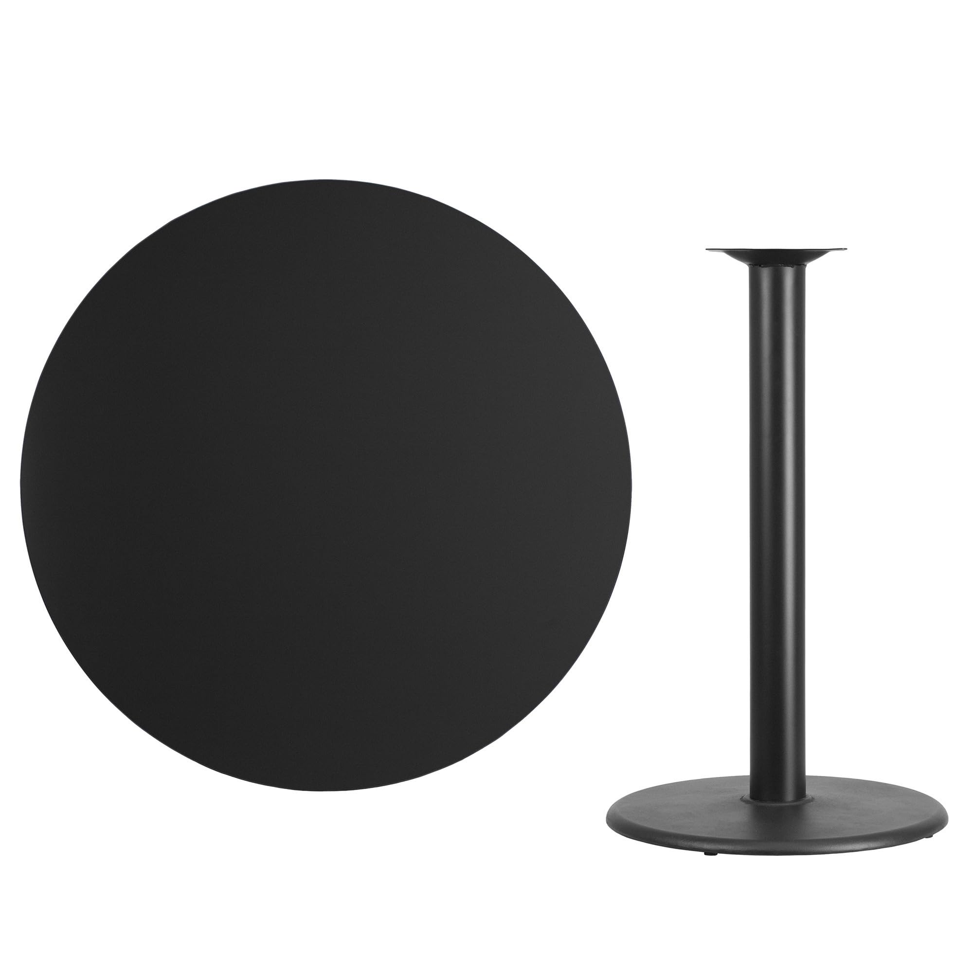 Flash Furniture Stiles 42'' Round Black Laminate Table Top with 24'' Round Bar Height Table Base