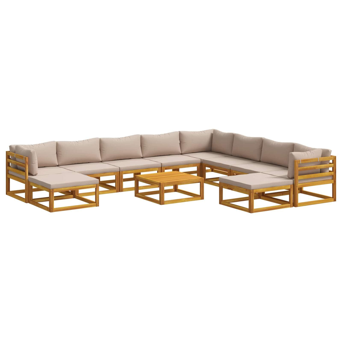 vidaXL Sofa Set 11 pcs Natural Solid Acacia Wood
