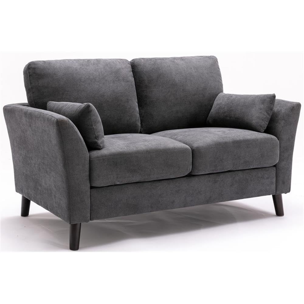 Lilola Home Damian Gray Velvet Fabric Loveseat