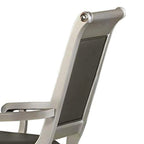Benzara BM181905 Faux Leather Upholstered Arm Chair, Gray and Silver, Set of 2