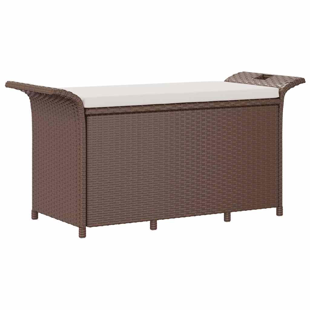 vidaXL Poly Rattan Storage Bench with Cushion, Indoor/Outdoor Ottoman Garden Bench, Waterproof Design, Easy Maintenance, 45.7 x 