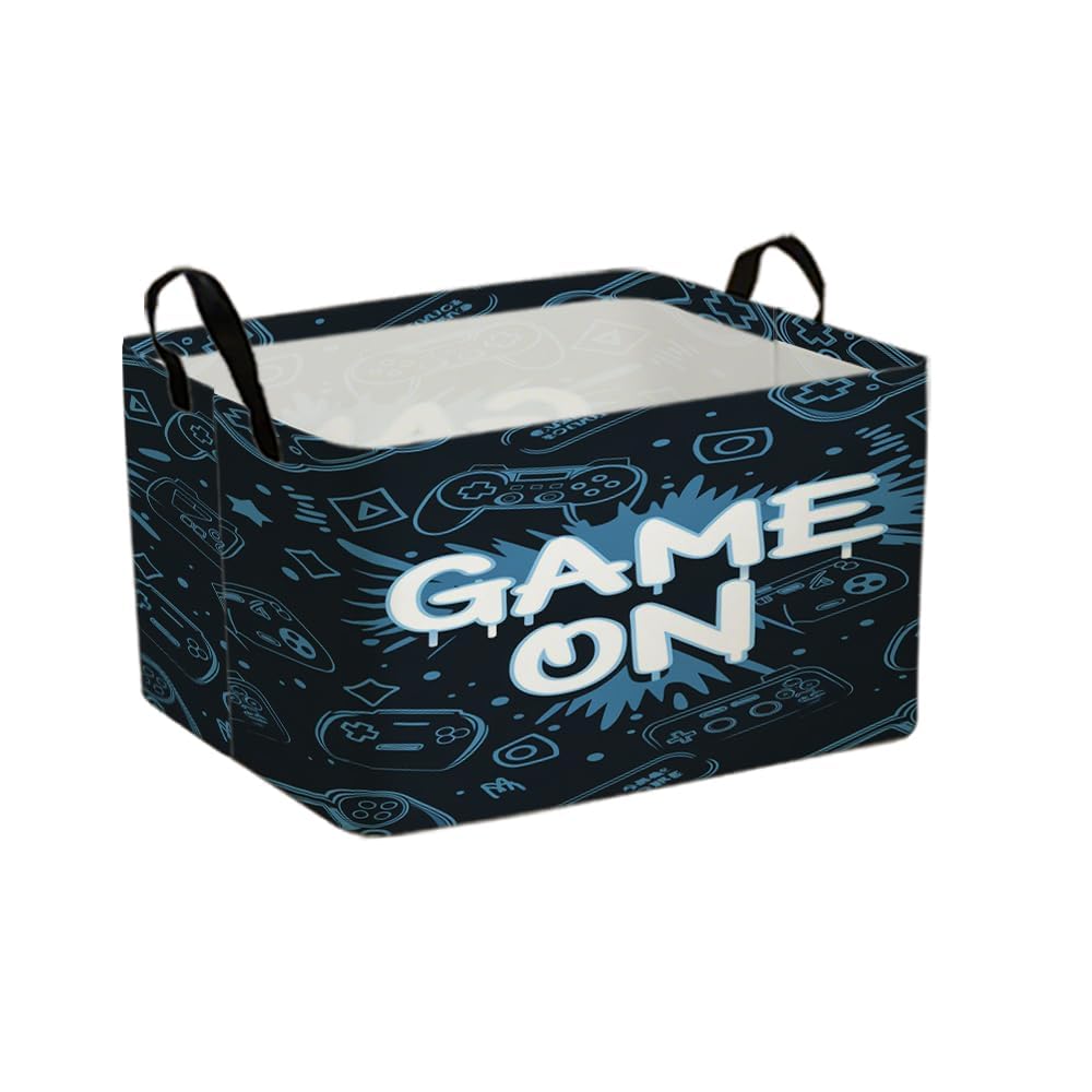 Game Kids Storage Bins 17.7x11.8x10.2in Gaming Black Rectangular Baskets