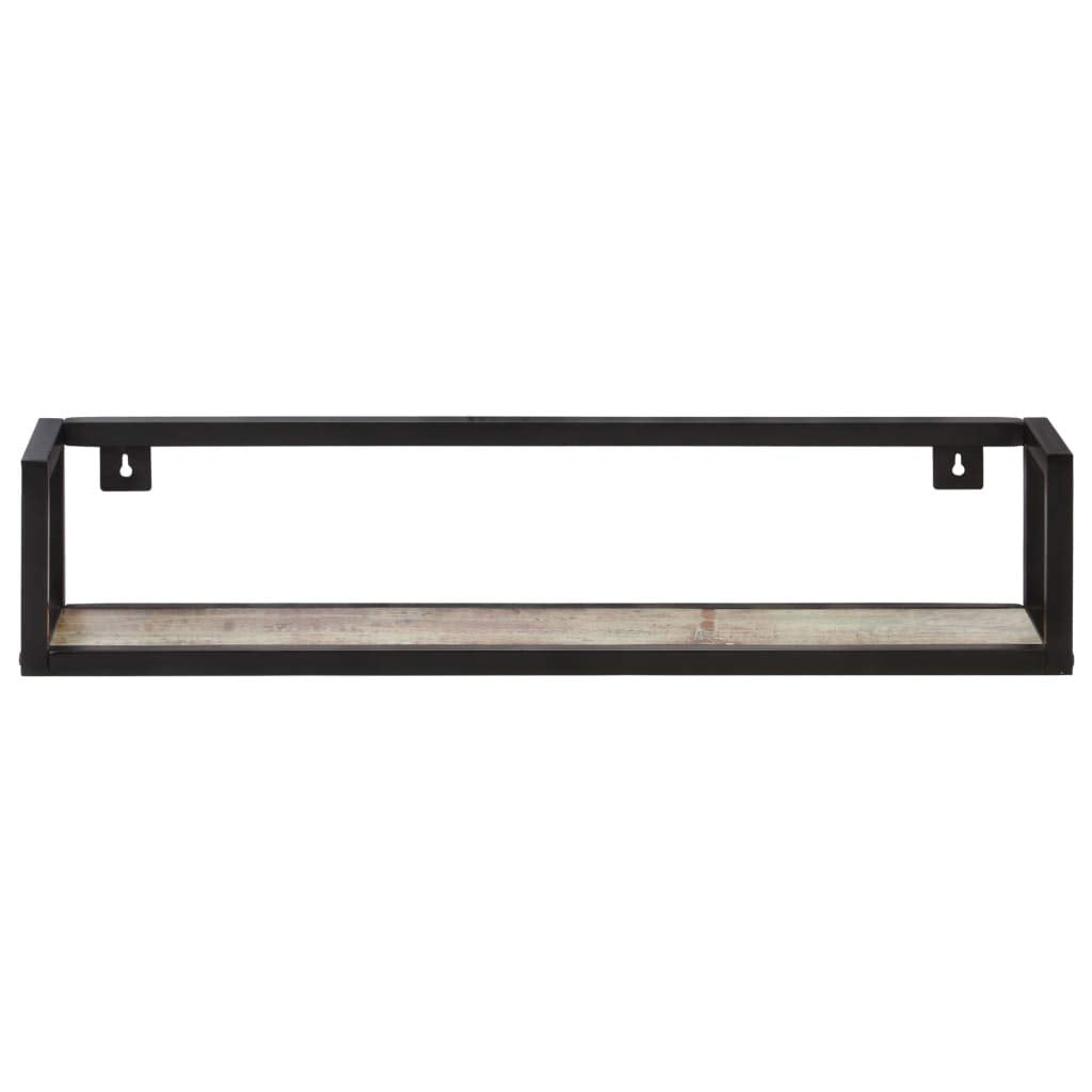 vidaXL Wall Shelves Floating Display Shelves - 2 Pcs - Solid Reclaimed Wood and Iron Frame - 31.5" Width - Industrial Style - Brown Finish