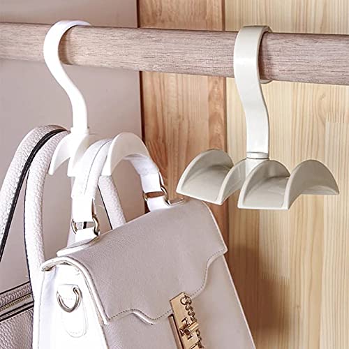Oncarnival Rotating Handbag Hanger Rack Closet Storage Organizer Hooks For Bag Belt Tie Scarf (Set Of 4)(Polypropylene,White)