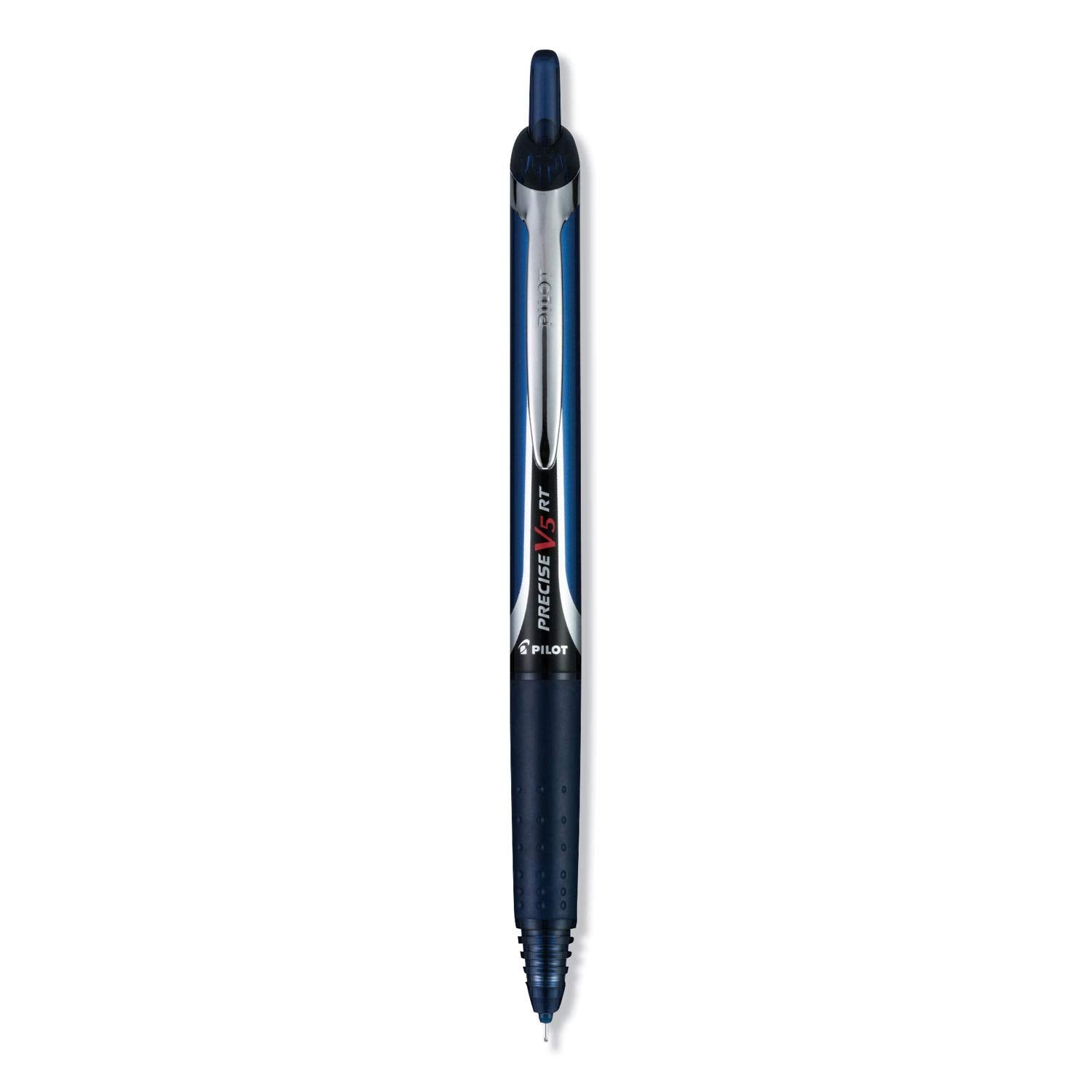 Pilot, Precise V5 Rt Refillable & Retractable Rolling Ball Pens, Extra Fine Point 0.5 Mm, Navy Blue, Pack Of 12