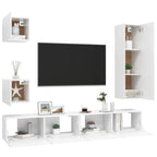 vidaXL TV Stand Set 5 Piece Home Living Room Bedroom Furniture HiFi Stereo Cabinet TV Stand Media Unit Entertainment Center Engineered Wood White