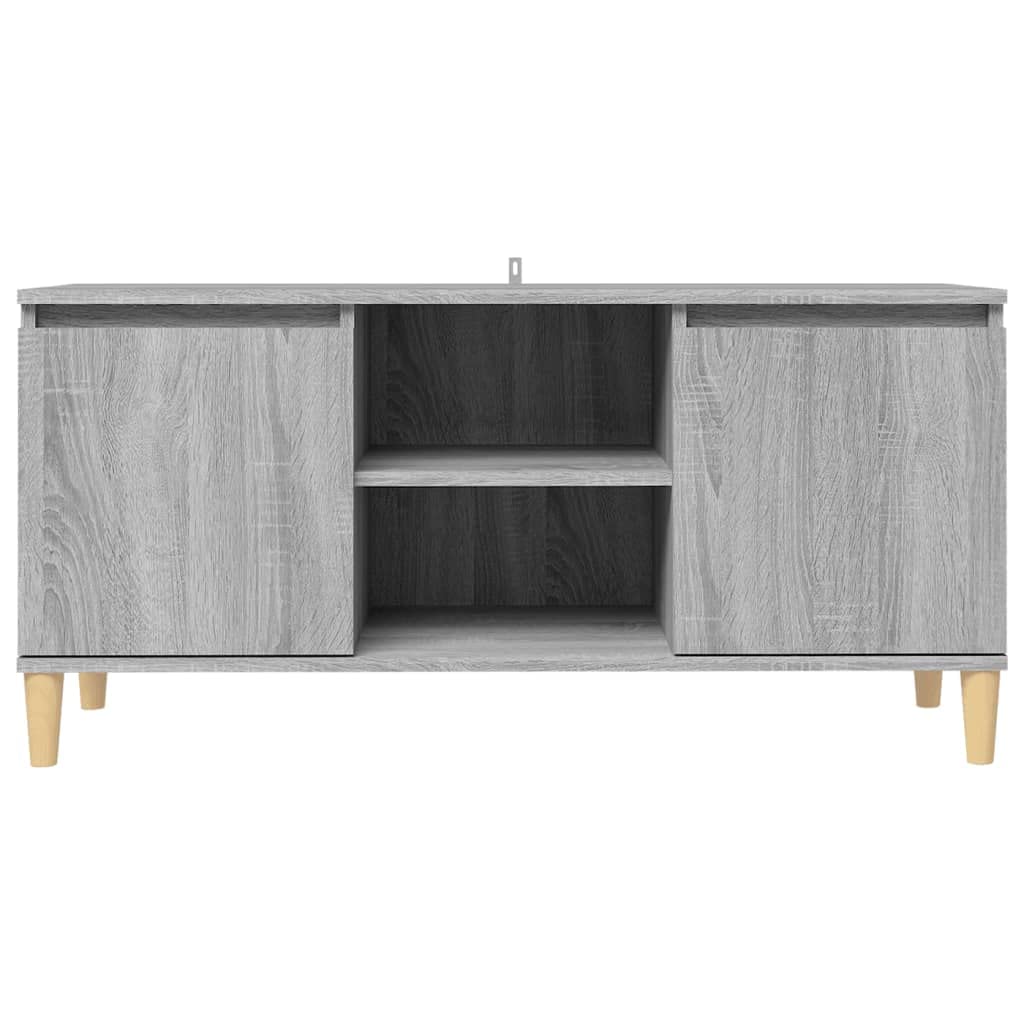 vidaXL TV Cabinet with Solid Wood Legs Gray Sonoma 40.7&quot;x13.8&quot;x19.7&quot;