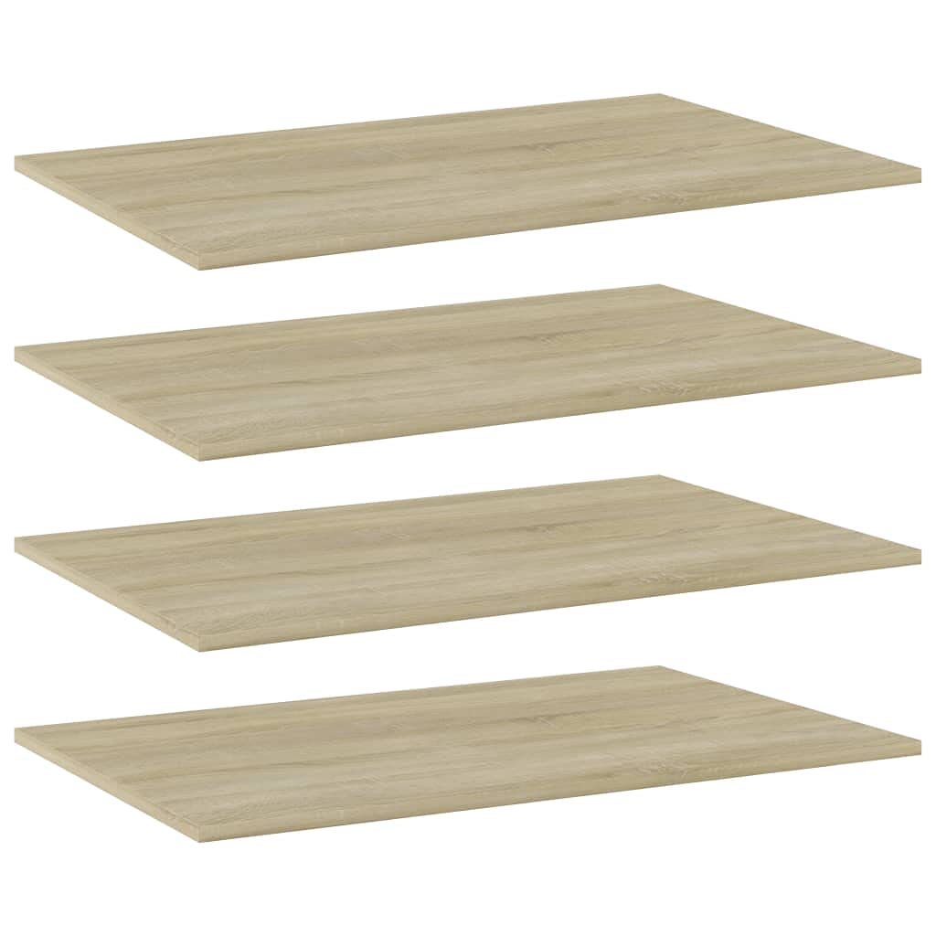 vidaXL Resistant Engineered Wood Bookshelf Boards in Sonoma Oak, Set of 4 – Versatile, Easy-to-Clean and Space-Saving Storage Solution