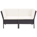 vidaXL 6-Piece Outdoor Patio Lounge Set with Cushions - Poly Rattan - Black - Durable Garden Furniture - Adjustable Layouts - Comfortable Seating - Assembly Required