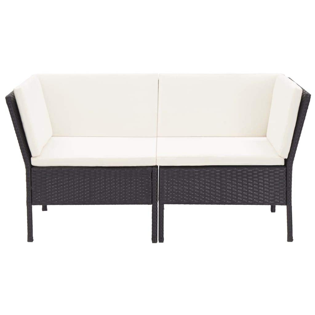 vidaXL 6-Piece Outdoor Patio Lounge Set with Cushions - Poly Rattan - Black - Durable Garden Furniture - Adjustable Layouts - Comfortable Seating - Assembly Required