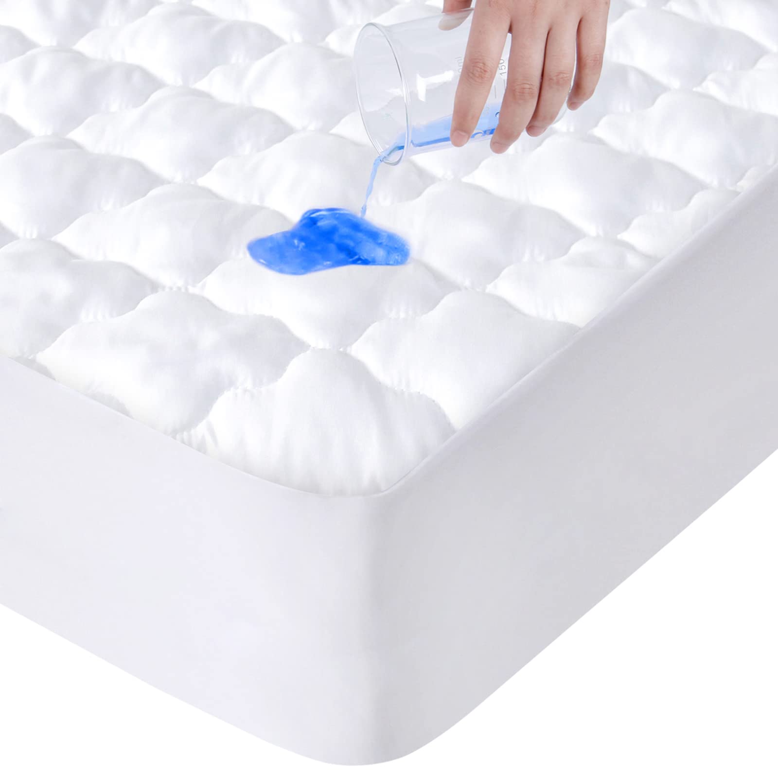 Twin Mattres Protector Pad Waterproof Quilted For Kid, Soft & Cooling Twin Size Mattress Topper Cover Fitted For Single Bed With