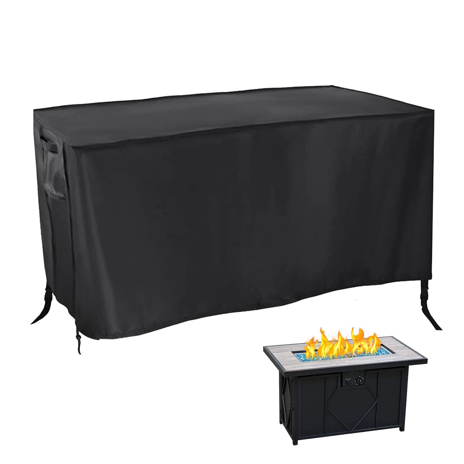 Rilime Fire Pit Cover Rectangular, 44 X 32 X 22 Inch Outdoor Waterproof Heavy Duty Gas Firepit Cover For Rectangle Propane Fire