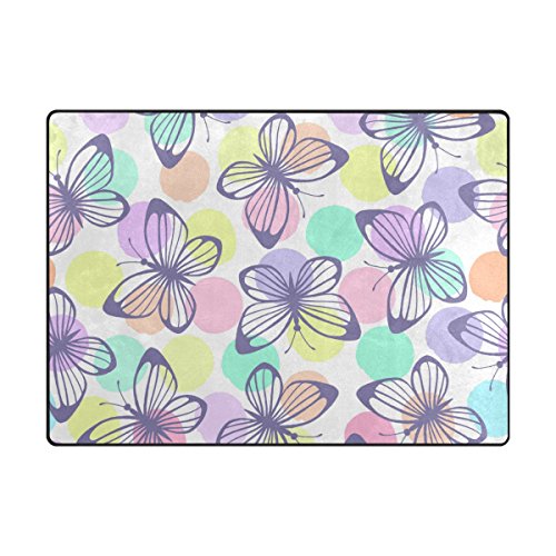 My Little Nest Area Rug Colorful Polka Dots Butterflies Lightweight Non-Slip Soft Mat 4'10&quot; X 6'8&quot;, Memory Sponge Indoor Outdoor Decor Carpet For Living Dining Room Bedroom Office Kitchen