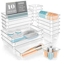 UMax 10 Pcs Clear Plastic Drawer Organizer Set, 4 Sizes Desk Drawer Organization And Storage Containers For Cosmetics, Jewelry,