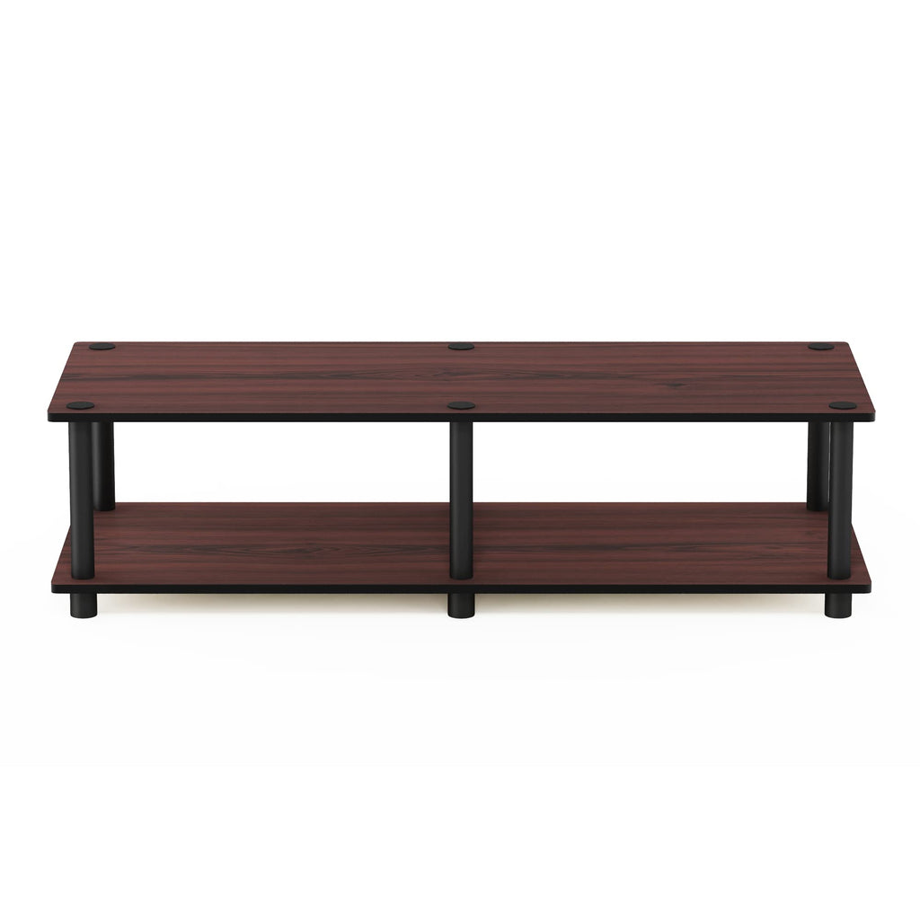 Furinno Just No Tools Dark Cherry Wide Television Stand with Black Tube, Dark Cherry/Black, Wide 41.3"(W)x10.9"(H)x15.6"(D)