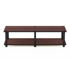 Furinno Just No Tools Dark Cherry Wide Television Stand with Black Tube, Dark Cherry/Black, Wide 41.3"(W)x10.9"(H)x15.6"(D)