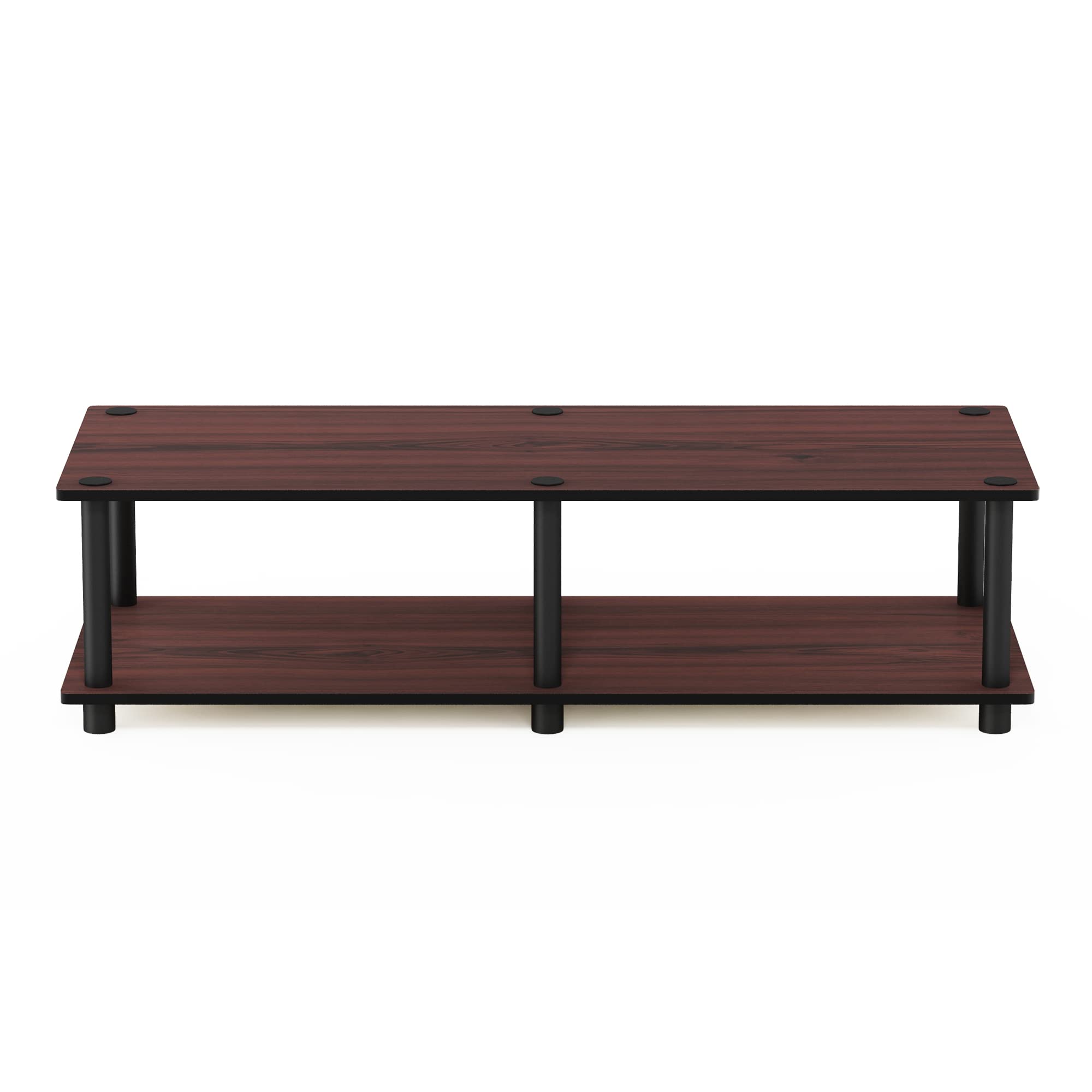 Furinno Just No Tools Dark Cherry Wide Television Stand with Black Tube, Dark Cherry/Black, Wide 41.3"(W)x10.9"(H)x15.6"(D)