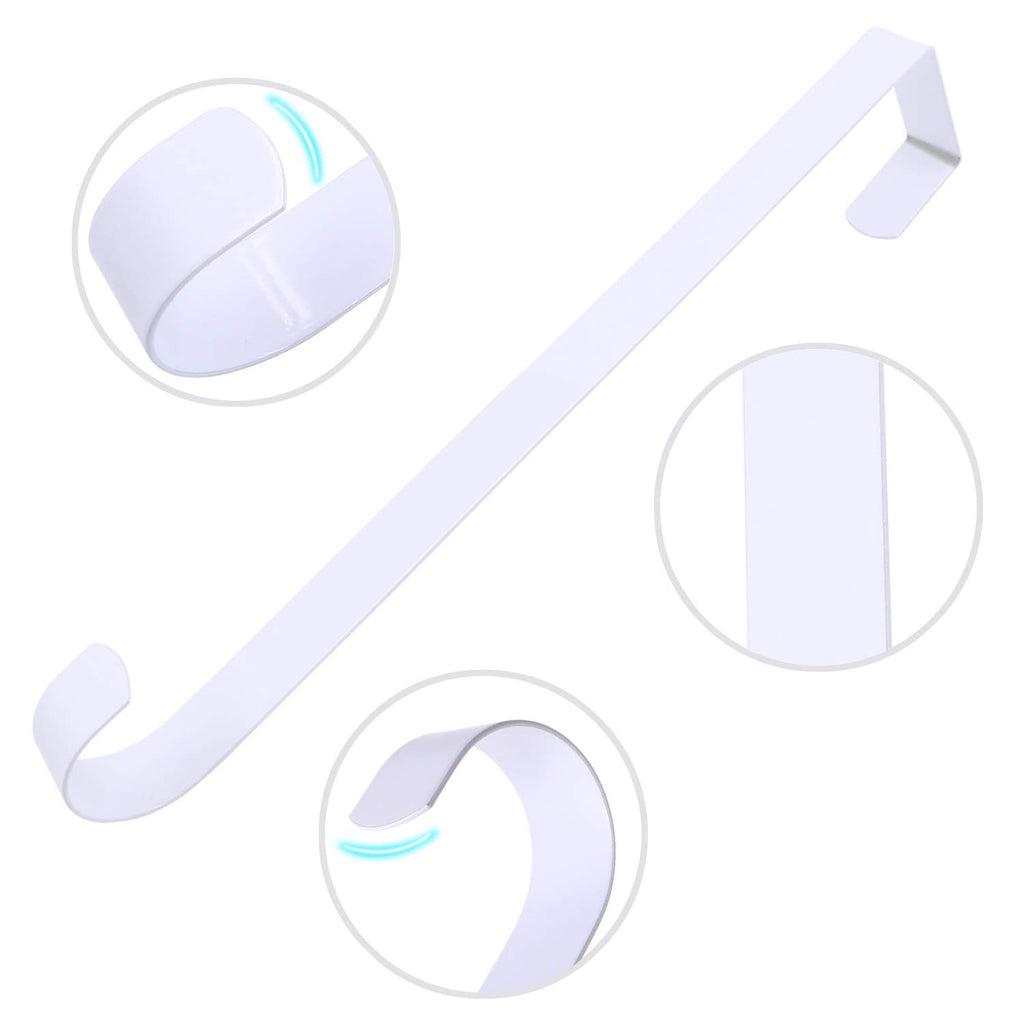 Esfun 2 Pack Solid Wreath Hanger For Front Door Window Wreath Hooks Holder Over The Door Metal Hook Hangers (White, 12 Inch)