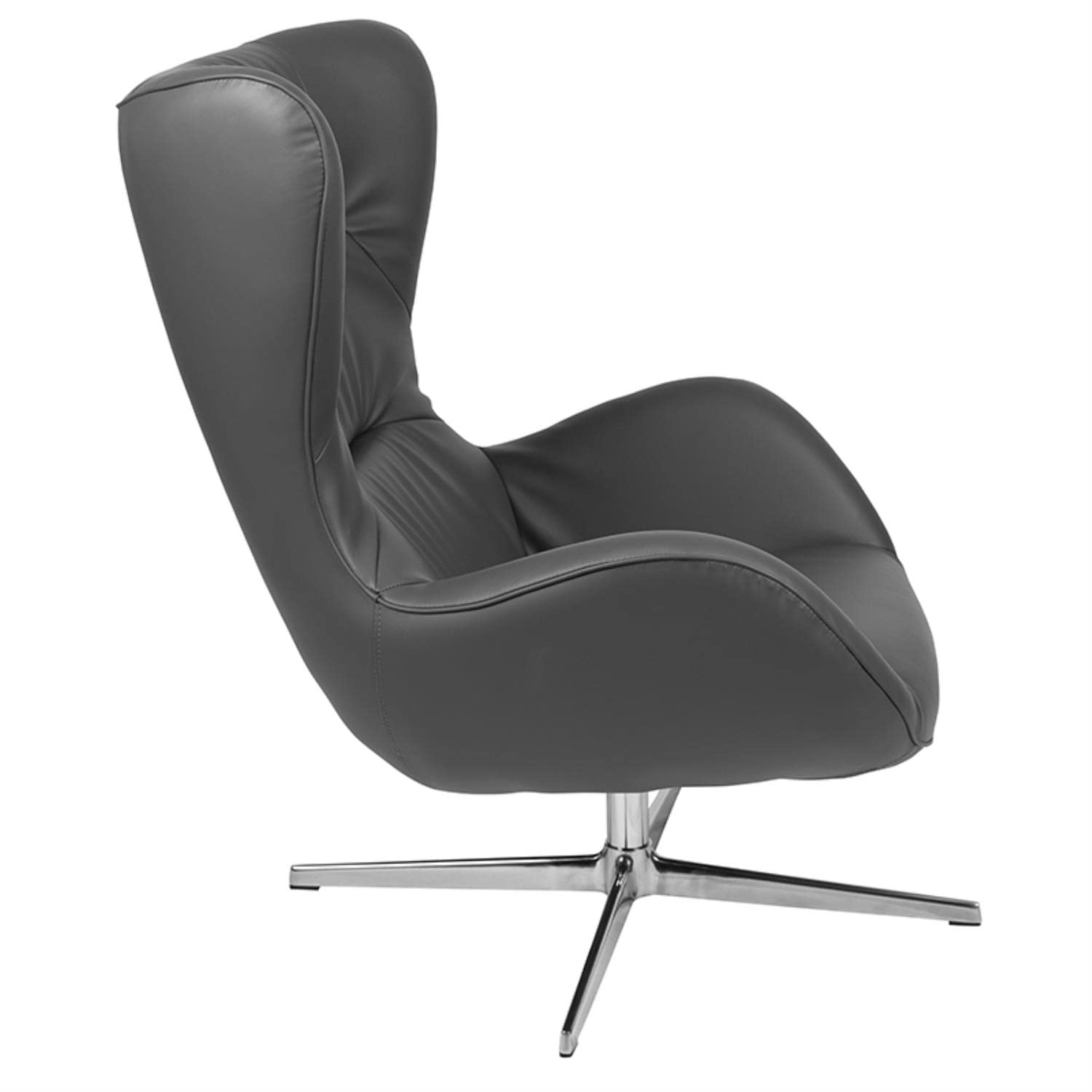 Flash Rally Gray LeatherSoft Swivel Wing Chair