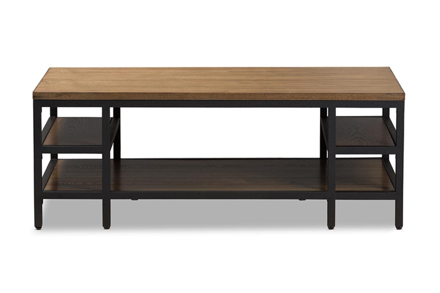 Baxton Studio Caribou Storage Coffee Table In Oak Brown And Black