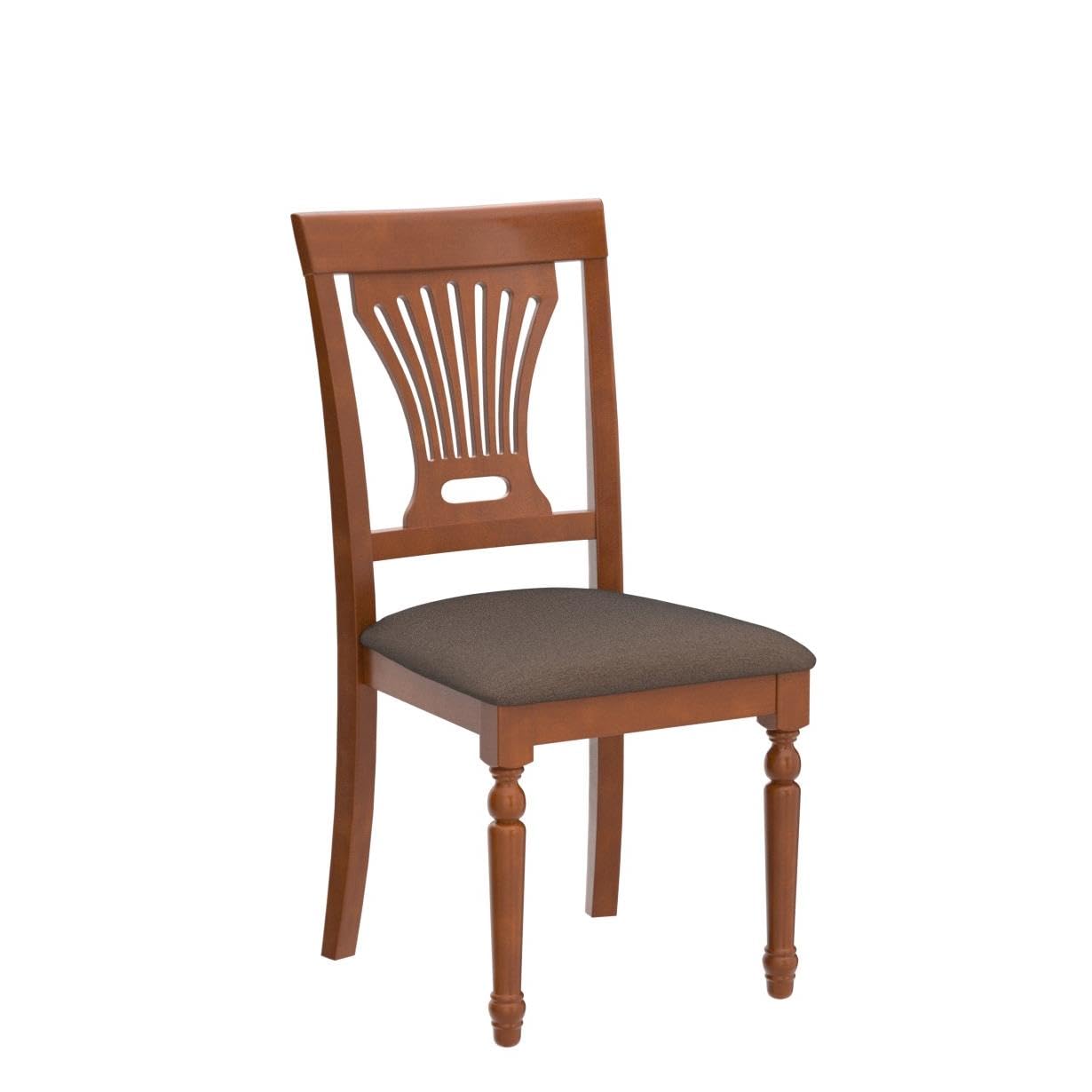 East West Furniture POC-SBR-W Portland Dining Room Chairs - Slat Back Wood Seat Chairs, Set of 2, Saddle Brown - Thumbnail 2