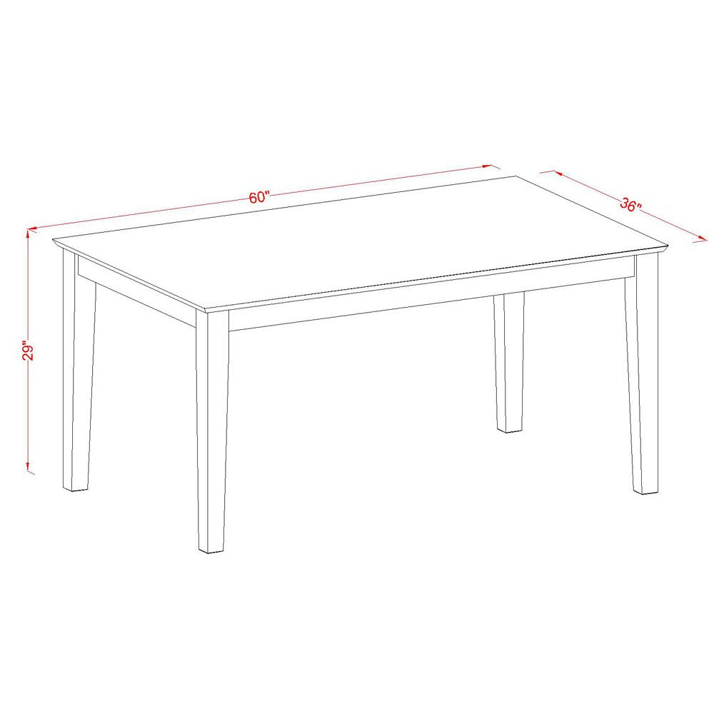 East West Furniture CAPF5-CAP-W 5 Piece Dining Room Table Set Includes a Rectangle Kitchen Table and 4 Dining Chairs, 36x60 Inch, Cappuccino