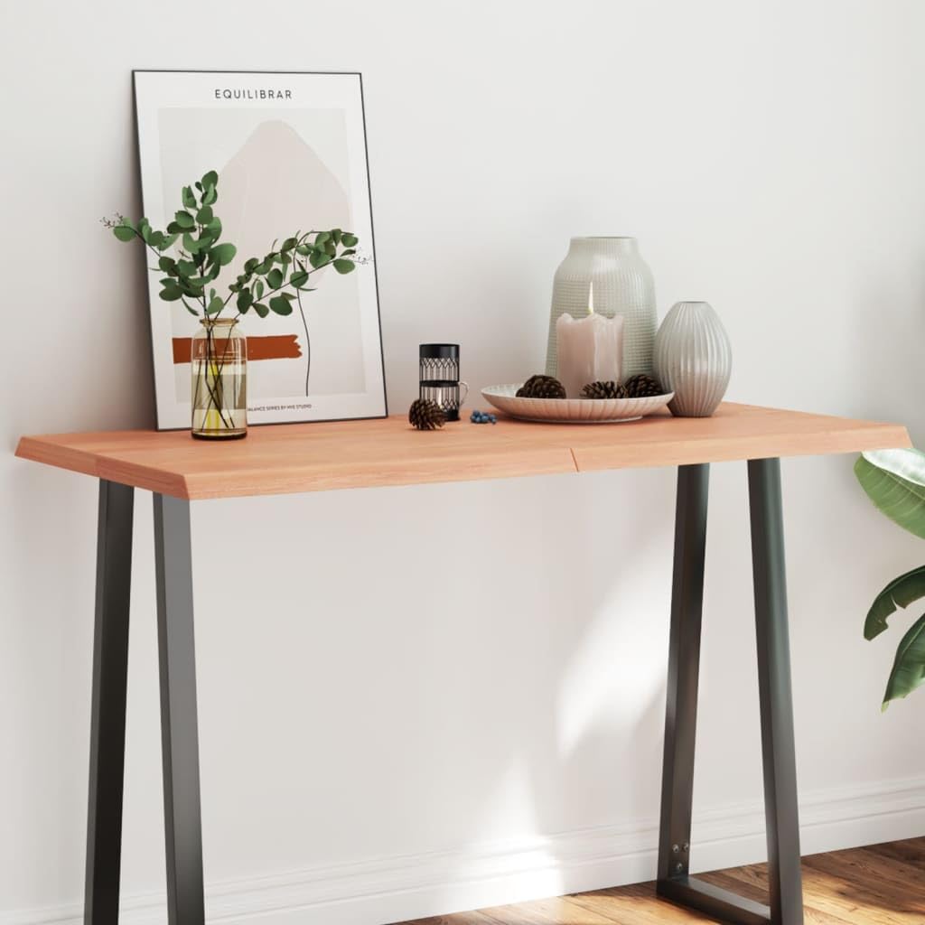 vidaXL Light Brown Solid Oak Wood Table Top - Handcrafted with Live Edge Design - Varnished for Indoor & Outdoor use - Foldable