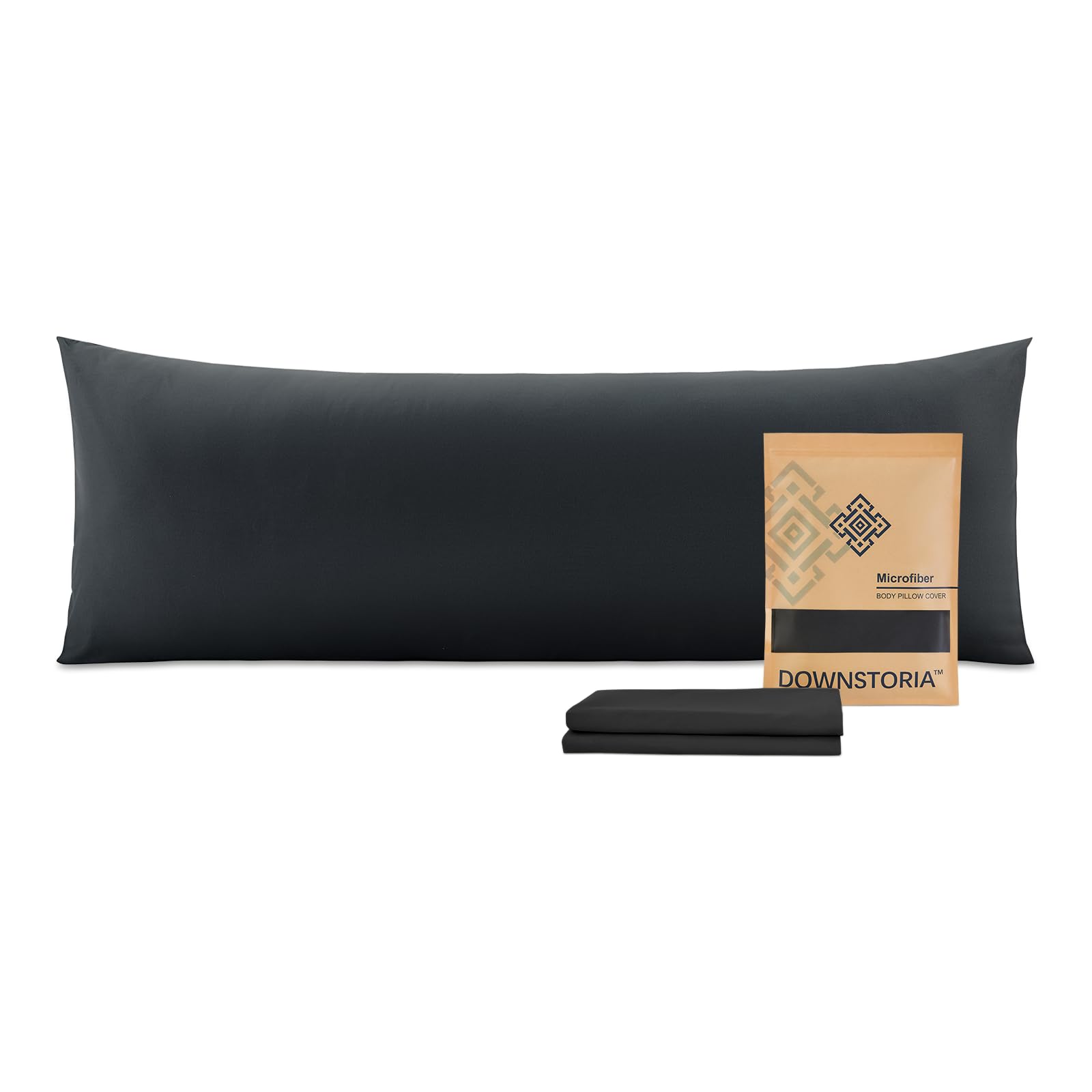 Body Pillow Cover, Ultra Soft Microfiber Long Pillowcase, Envelope Closure Large Pillow Cases 20X54 Inch (Black)