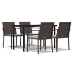 vidaXL 7-Piece Outdoor Patio Dining Set with Cushions - Weather-Resistant PE Rattan and Stable Steel Frame, Brown Accent