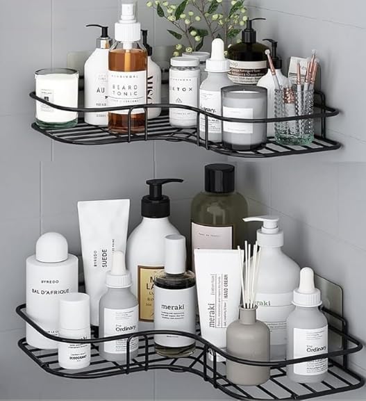RedKart (Pack of 2 SelfAdhesive Shelf/Storage Organizer for Bathroom and Kitchen Corner Wall Mounted Rack Shelf Bathroom Access