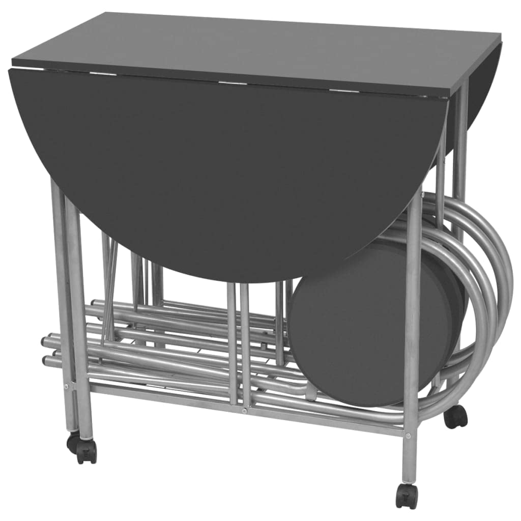 vidaXL Ensemble de Salle à Manger Pliable 5 pièces MDF Noir