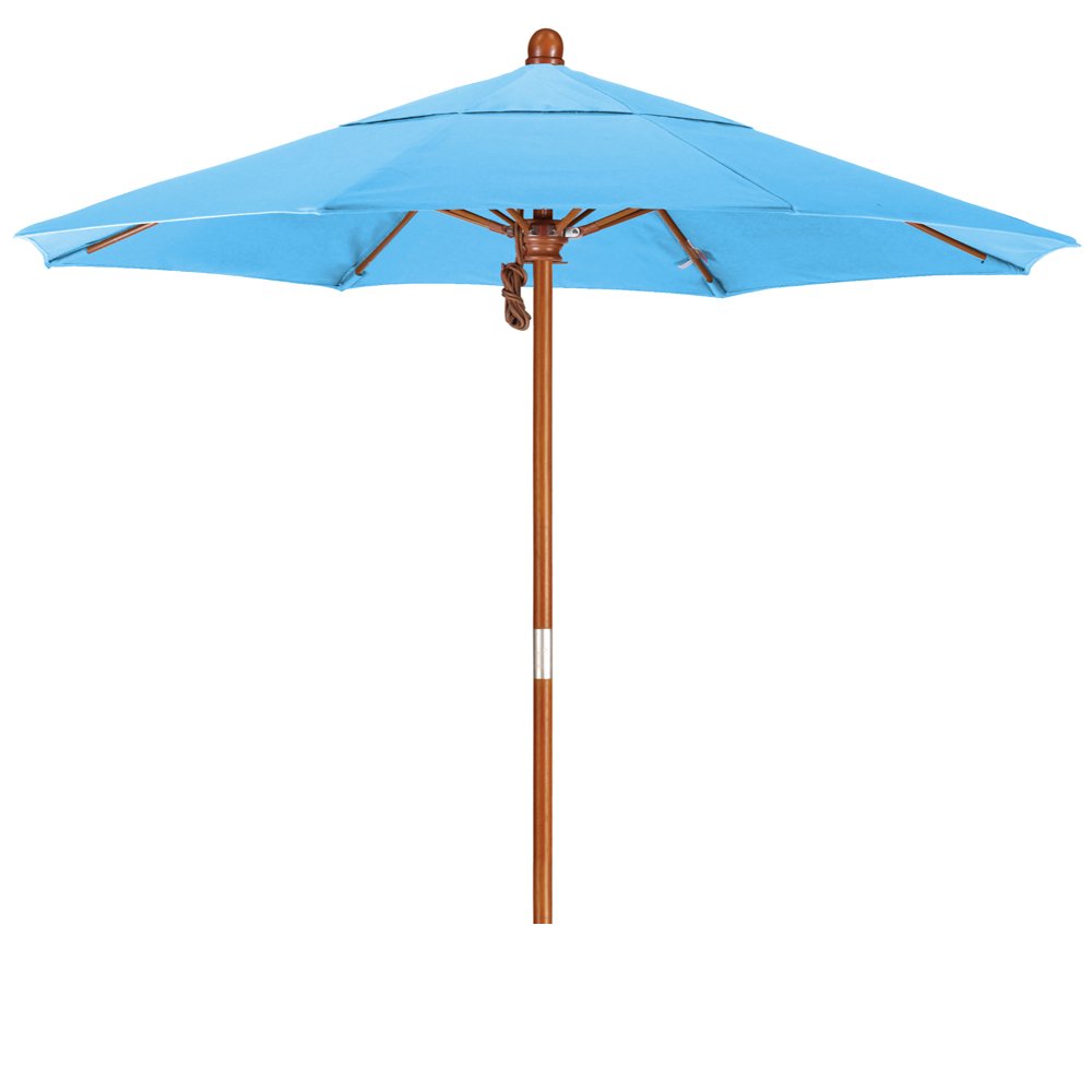 California Umbrella 7.5' Round Hardwood Frame Market Umbrella, Stainless Steel Hardware, Push Open, Pacifica Capri