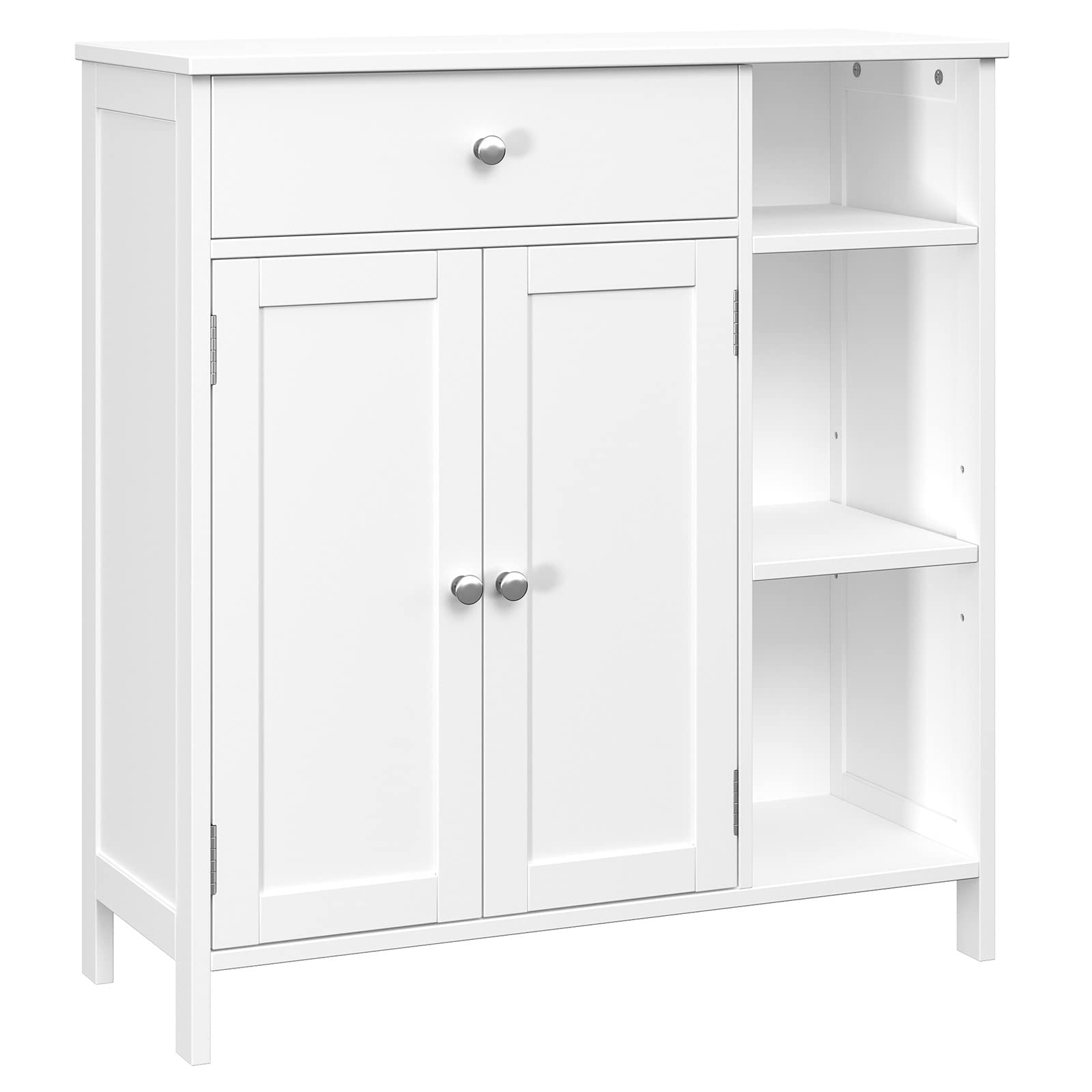 Irontar Bathroom Cabinet With Doors, Bathroom Floor Cabinet With Drawer & Adjustable Shelf, Kitchen Cupboard Storage For Living Room, Entryway, White